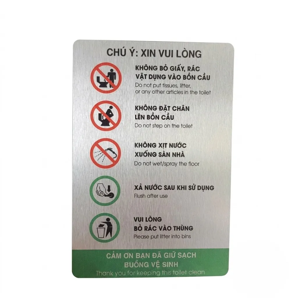 Bảng nội quy nhà vệ sinh 5 nội dung chụp nền trắng Bảng nội quy nhà vệ sinh 5 nội dung nền trắng chụp thẳng