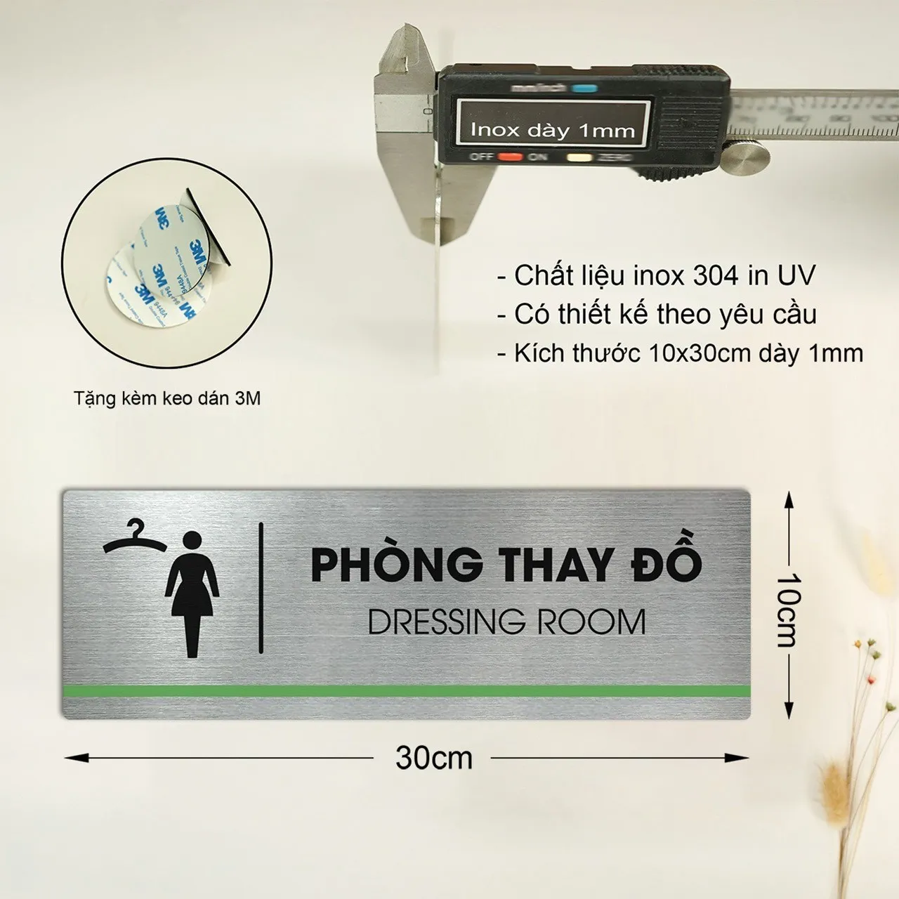 Thông số kỹ thuật bảng tên phòng thay đồ inox 304 dày 1mm ăn mòn hóa học sơn tĩnh điện bảo hành 12 tháng