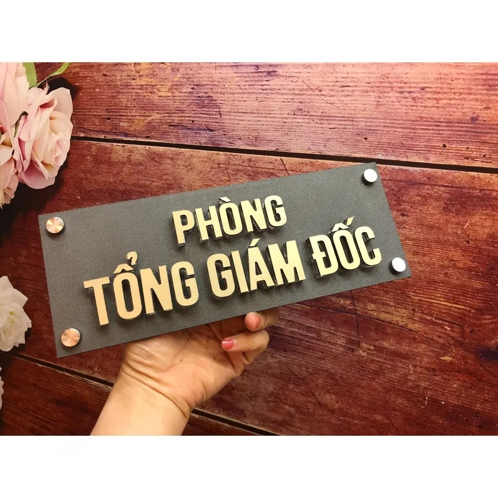 Bảng Tên Phòng Giám Đốc Inox 304 Vàng Chữ Nổi 3D bảng tên phòng giám đốc inox 304 vàng chữ nổi 3D sang trọng