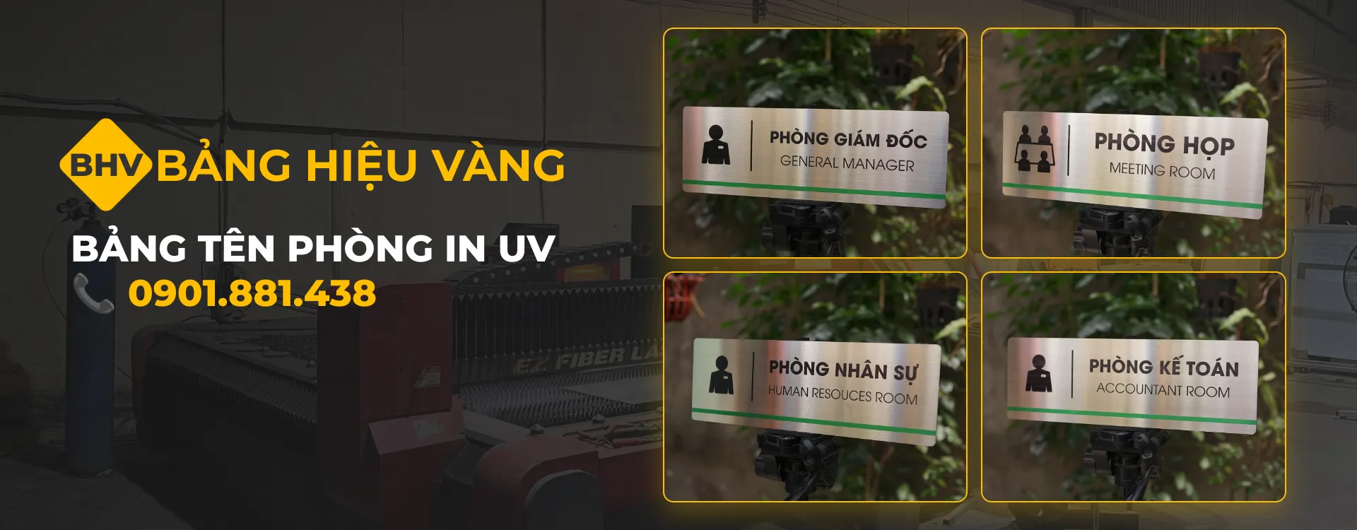 Gia Công Bảng Tên Phòng In UV Trên Inox Theo Yêu Cầu